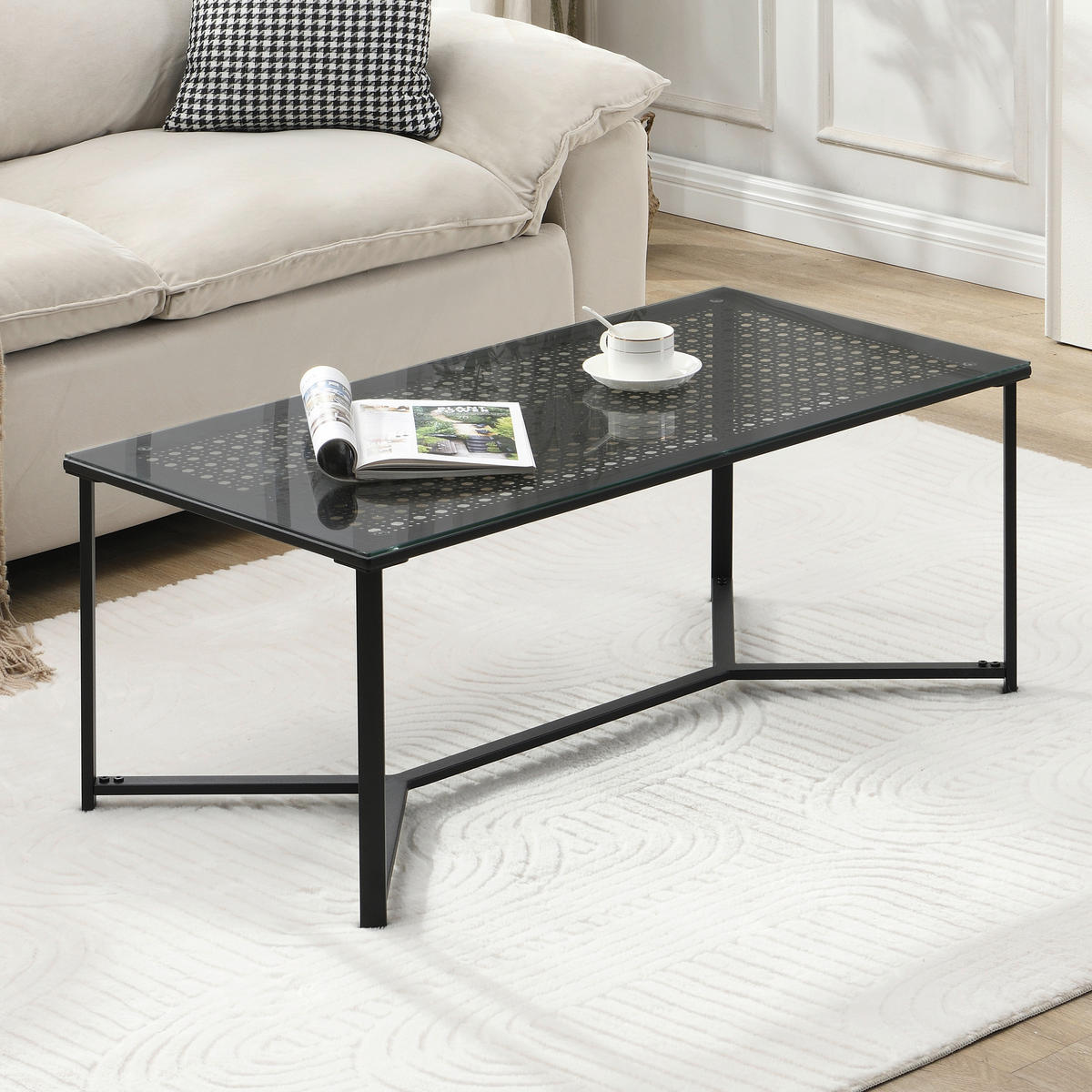 COUCHTISCH in Glas 100/50/42 cm  - Schwarz, Design, Glas/Metall (100/50/42cm) - MID.YOU