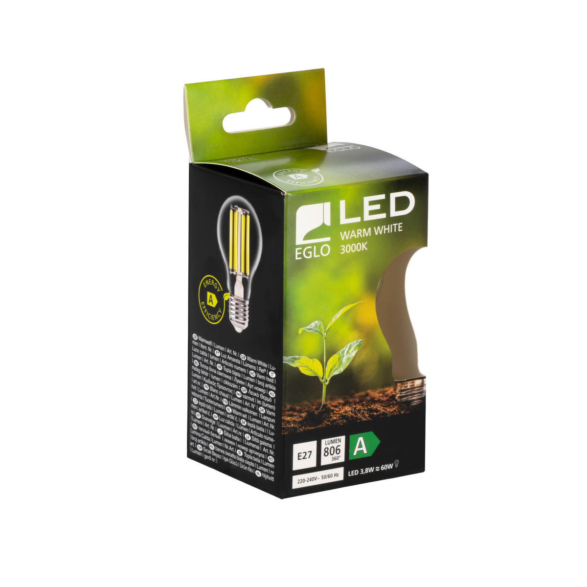 LED-LEUCHTMITTEL   E27 3.8 W  - Klar, Basics, Glas (6/10.5cm) - Eglo