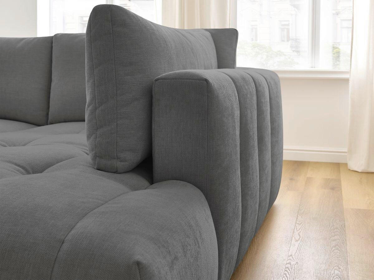 ECKSCHLAFSOFA FUJI Leinenoptik Dunkelgrau  inkl.  - Dunkelgrau/Schwarz, MODERN, Kunststoff/Textil (282/204cm)
