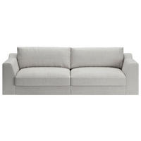 BIGSOFA Chenille, Flachgewebe Hellgrau  - Hellgrau/Schwarz, Design, Kunststoff/Textil (276/90/109cm) - home24