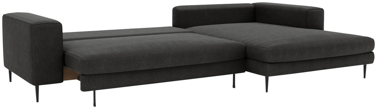 ECKSCHLAFSOFA in Struktur Graphitfarben  - Schwarz/Graphitfarben, Modern, Textil/Metall (295/170cm) - Trendmanufaktur