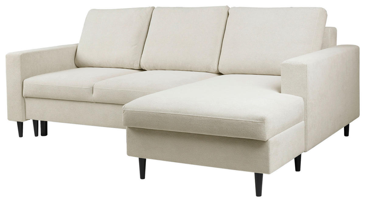 ECKSOFA in Struktur Beige  - Beige/Schwarz, Modern, Holz/Kunststoff (230/145cm) - MID.YOU