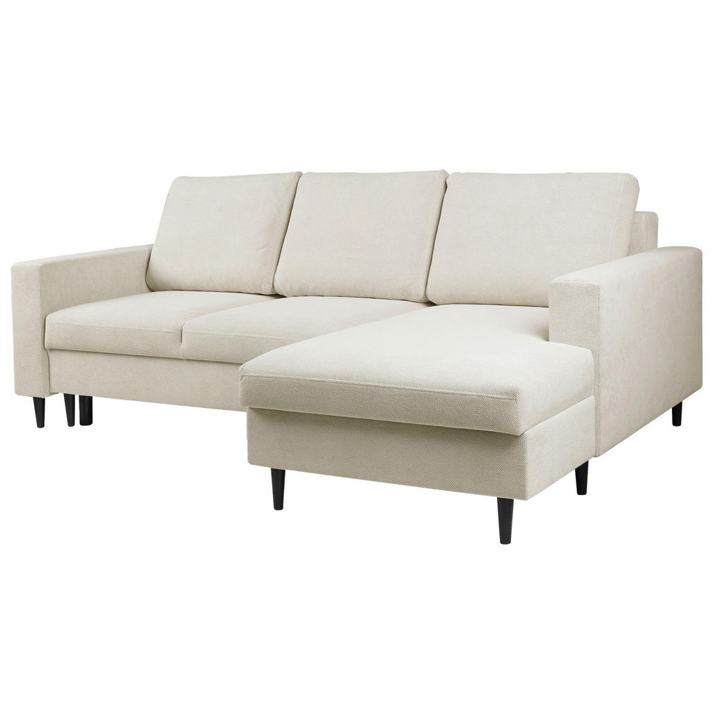 Thumbnail - Mid.you Ecksofa, Beige, Textil, Buche, Hartholz, 3-Sitzer, Füllung: Polyurethan (Pur), Silikon, Ottomane rechts, L-Form,...