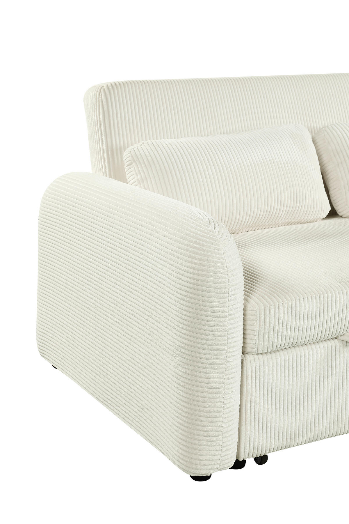 SCHLAFSOFA Cord Creme  - Creme/Schwarz, Design, Kunststoff/Textil (150/86/90cm) - MID.YOU