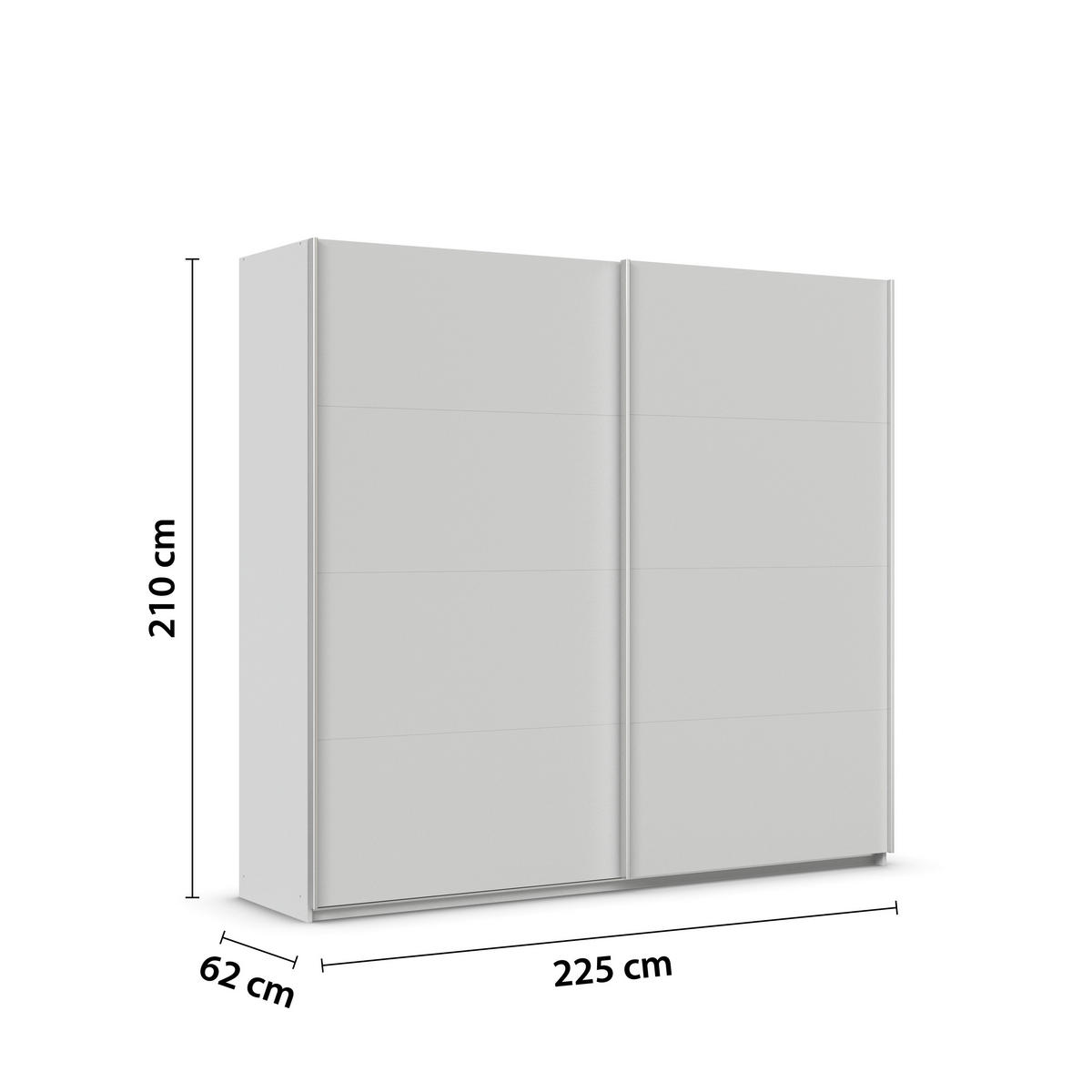 SCHWEBETÜRENSCHRANK  in Seidengrau  - Seidengrau/Alufarben, KONVENTIONELL, Holzwerkstoff/Metall (225/210/62cm) - Xora