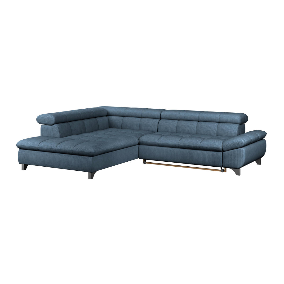 ECKSOFA Dunkelblau Chenille  - Chromfarben/Dunkelblau, KONVENTIONELL, Textil/Metall (234/312cm) - Livetastic