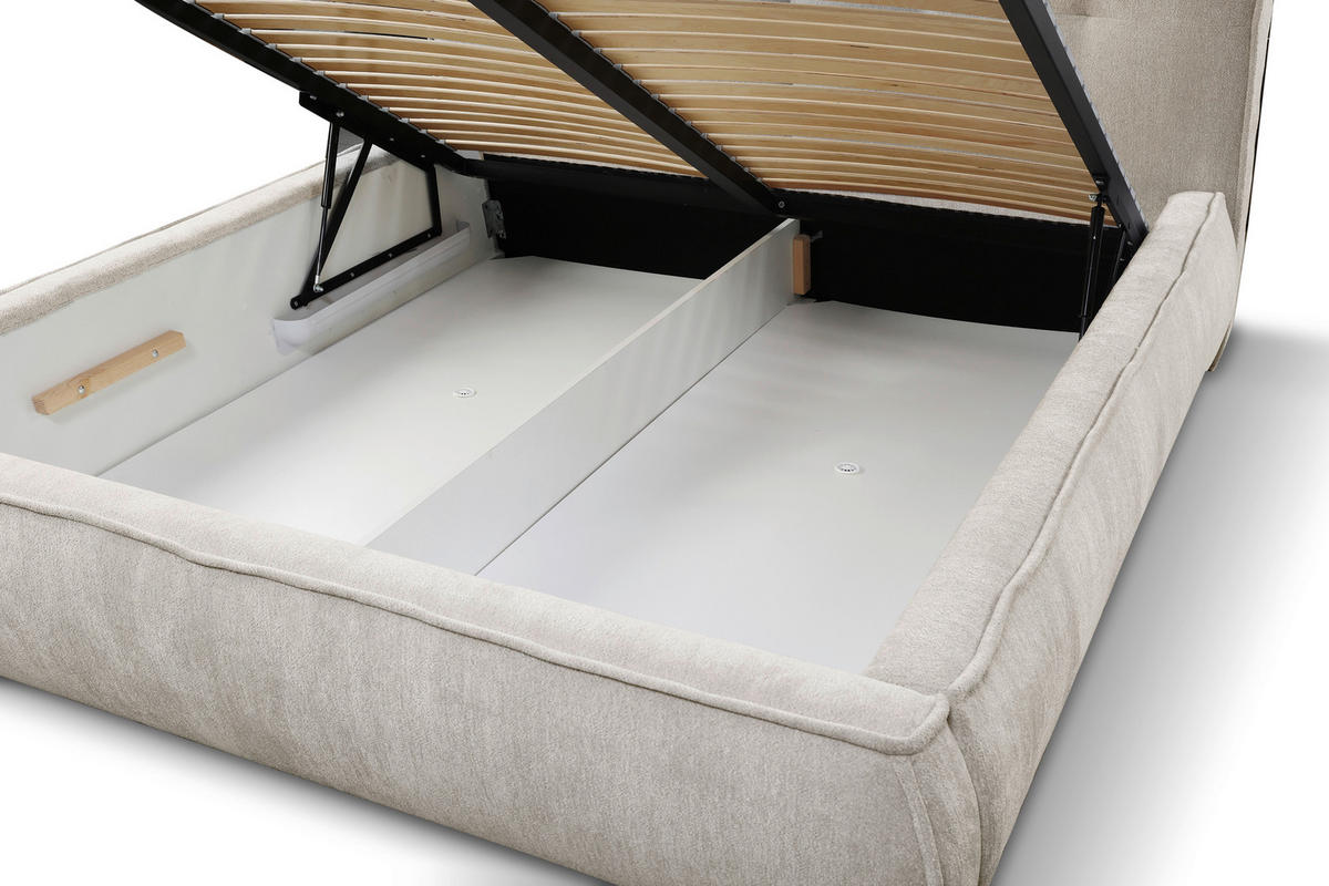 POLSTERBETT Lattenrost Beige 180/200 cm  - Beige/Schwarz, LIFESTYLE, Holz/Holzwerkstoff (180/200cm) - Livetastic