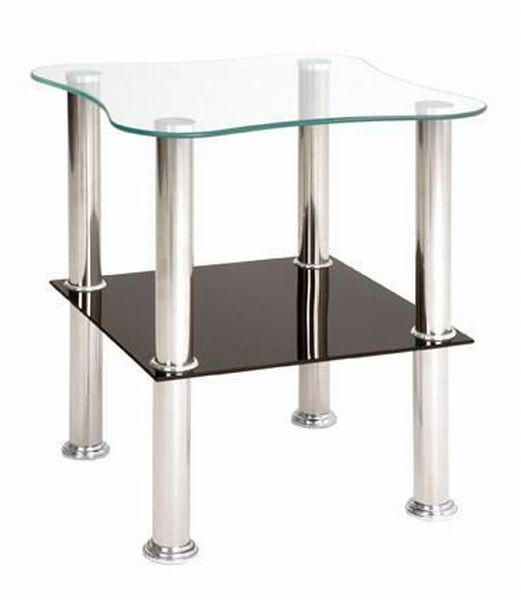 POMOĆNI STOLIĆ crna, boje oplemenjenog čelika  metal, staklo   - boje oplemenjenog čelika/crna, Design, staklo/metal (40/47/40cm) - Boxxx
