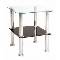 POMOĆNI STOLIĆ crna, boje oplemenjenog čelika  metal, staklo   - boje oplemenjenog čelika/crna, Design, staklo/metal (40/47/40cm) - Boxxx