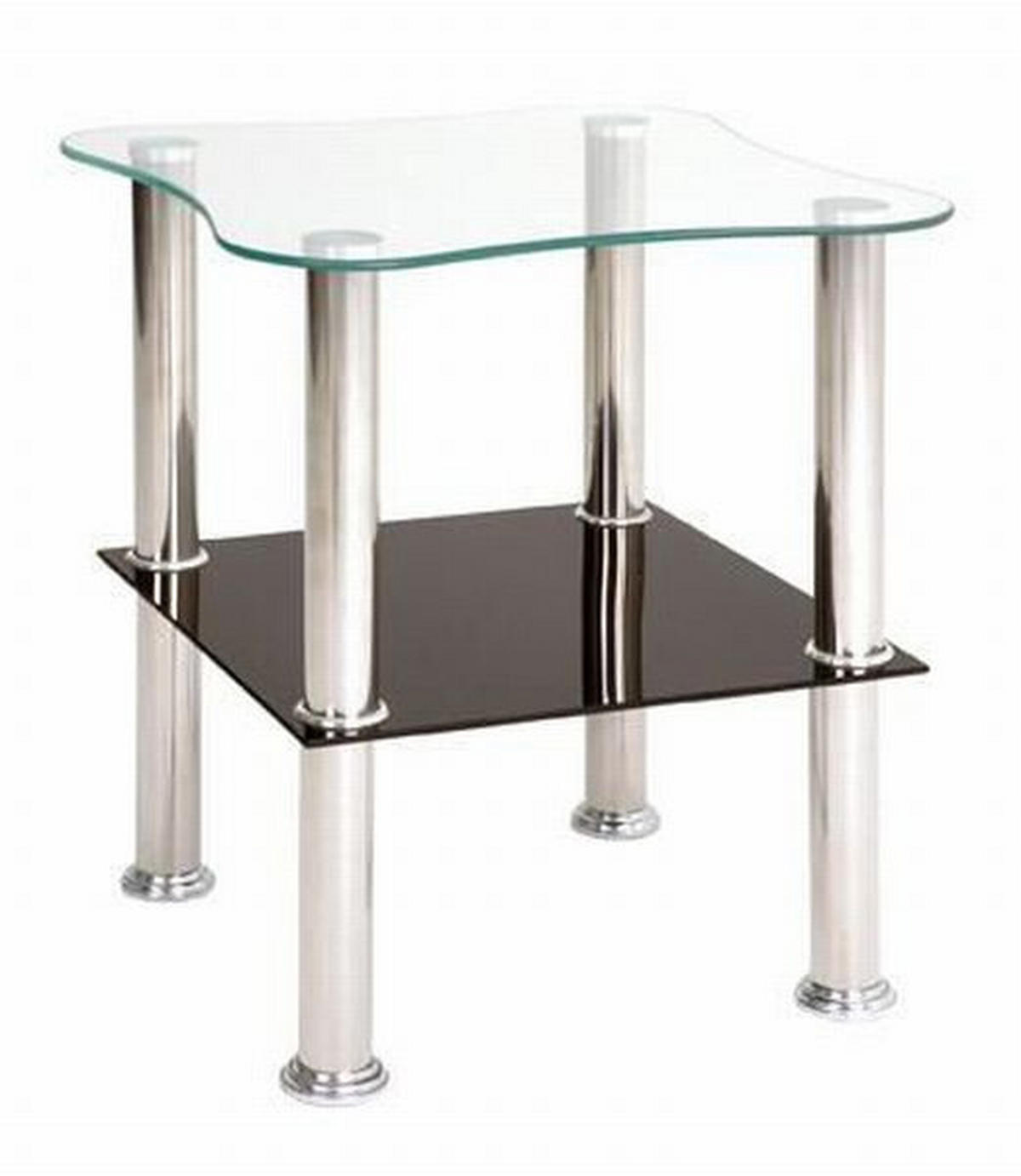 POMOĆNI STOLIĆ crna, boje oplemenjenog čelika  metal, staklo   - boje oplemenjenog čelika/crna, Design, staklo/metal (40/47/40cm) - Boxxx