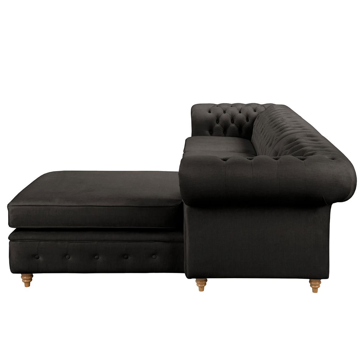 ECKSOFA Laura in Mikrofaser Anthrazit  284/182 cm  - Anthrazit/Creme, Design, Holz/Textil (284/182cm) - P & B