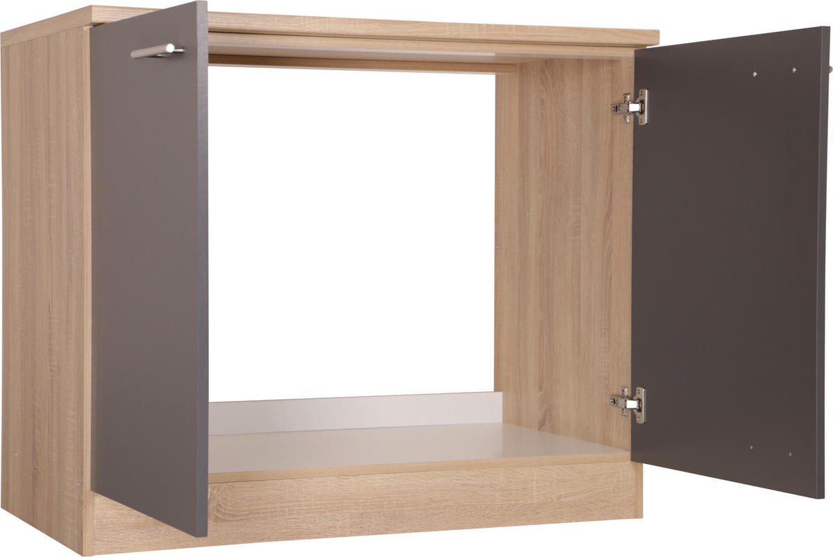 SPÜLENUNTERSCHRANK 100/84,8/60 cm  in Grau, Eichefarben  - Eichefarben/Silberfarben, Basics, Holzwerkstoff/Metall (100/84,8/60cm) - Respekta