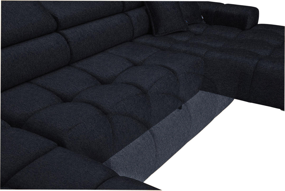 WOHNLANDSCHAFT in Webstoff Schwarz  - Schwarz, Design, Textil/Metall (216/385/177cm) - Welnova
