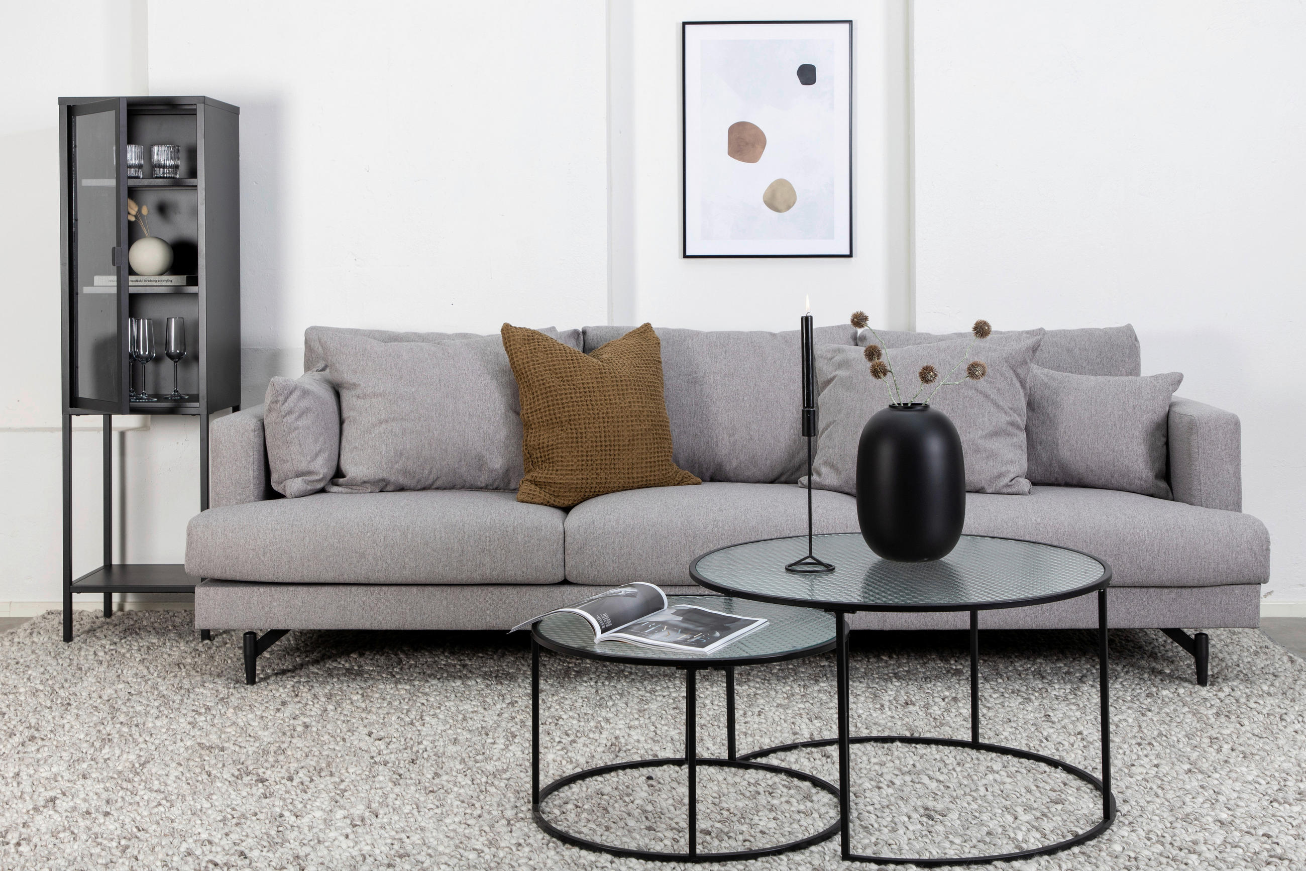 3-SITZER-SOFA Schwarz  - Schwarz/Grau, Design, Holz/Kunststoff (260/86/88cm) - Livetastic