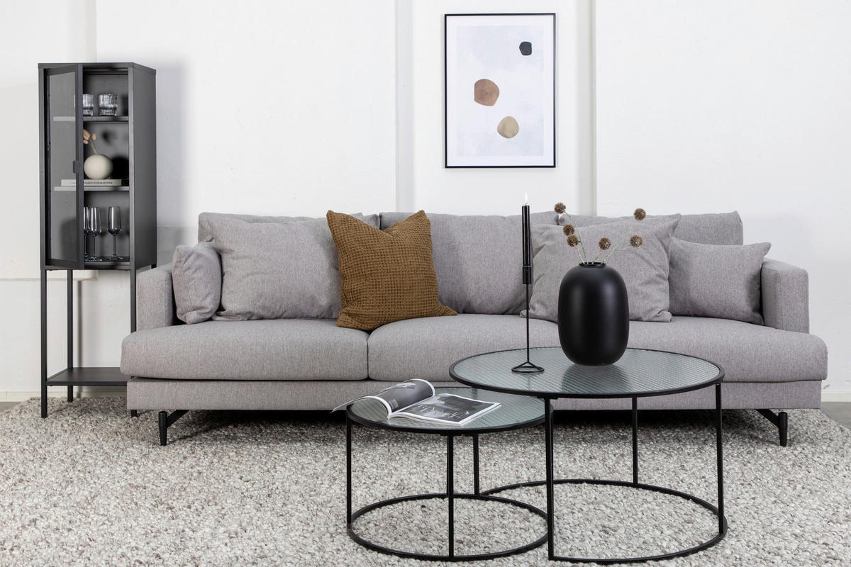 3-SITZER-SOFA Schwarz  - Schwarz/Grau, Design, Holz/Kunststoff (260/86/88cm) - Livetastic