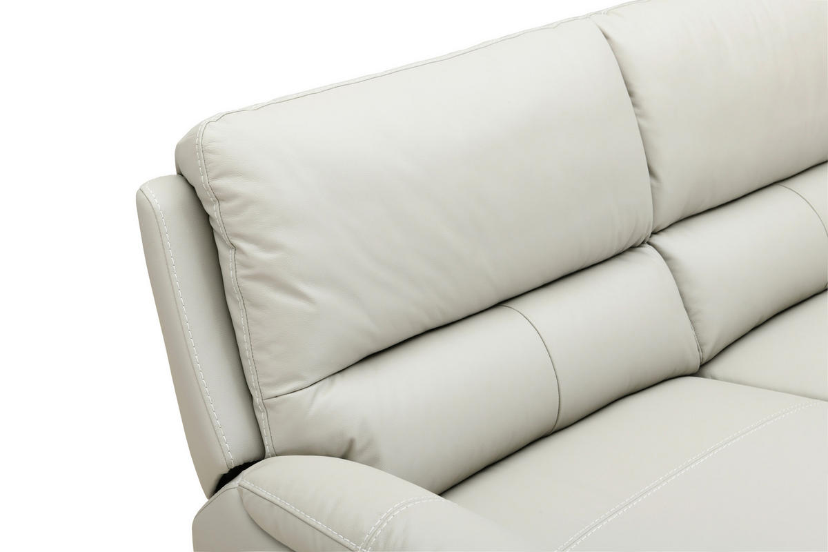 TROJMIESTNA POHOVKA, svetlosivá, pravá koža - čierna/svetlosivá, Design, koža/drevo (208/99/93cm) - Cantus