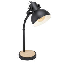 TISCHLEUCHTE - Schwarz/Braun, Lifestyle, Holz/Metall (35,5/57cm) - Eglo