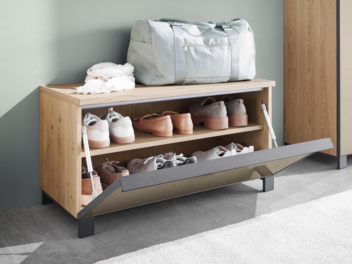 GARDEROBE 5-teilig  in 260/193/37 cm  - Eichefarben/Sahara, Design, Glas/Holz (260/193/37cm) - Dieter Knoll