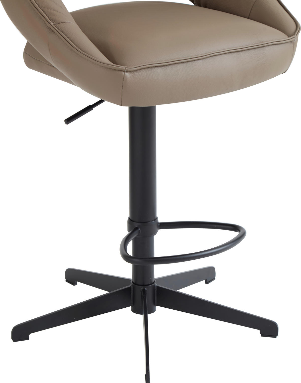 BARHOCKER Echtleder Schwarz, Beige Eisen Sitzfläche 360° drehbar, automatische Rückholfunktion  - Beige/Schwarz, Design, Leder/Metall (56/96-120/59cm) - Dieter Knoll