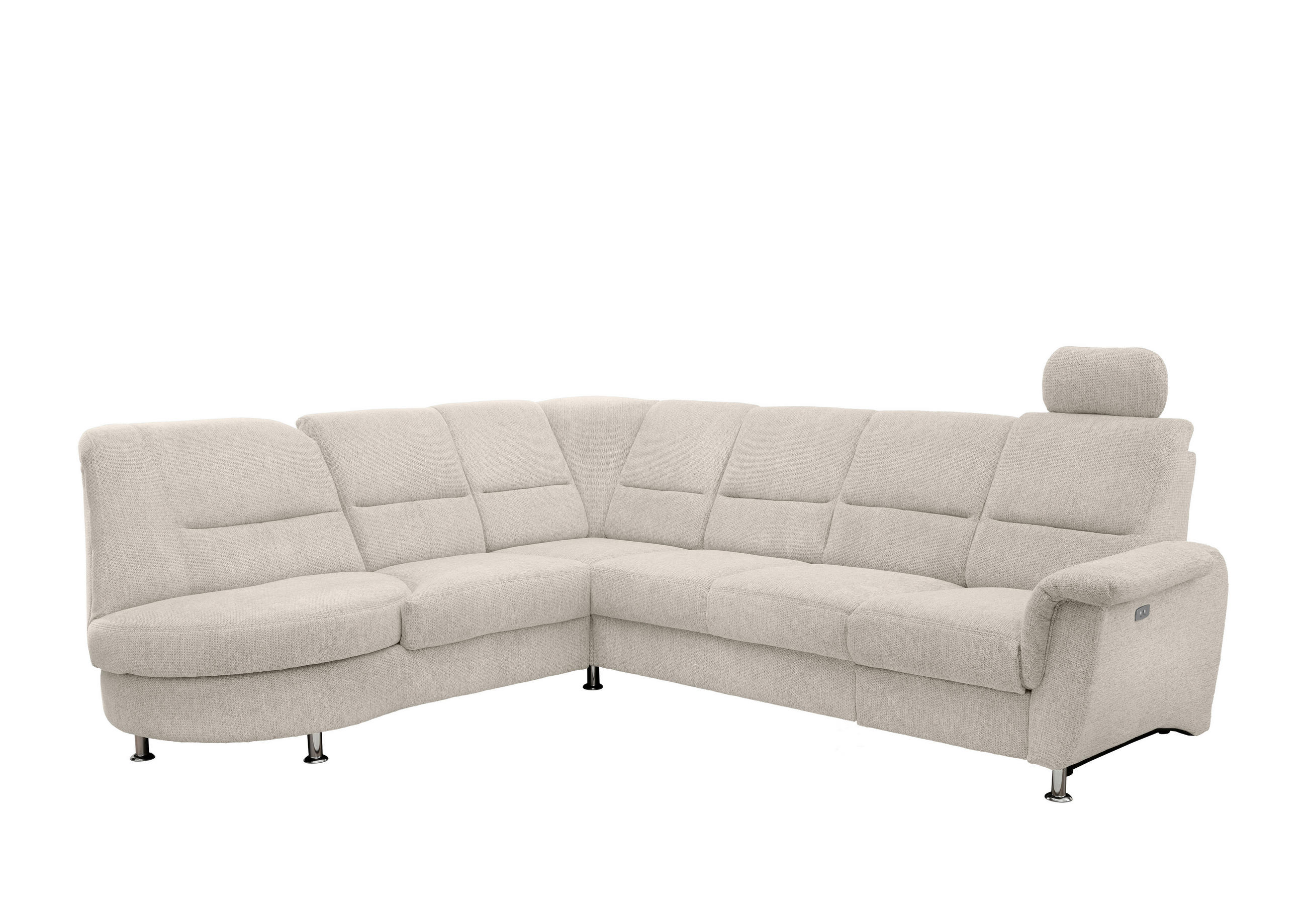 ECKSOFA Beige Chenille  - Chromfarben/Beige, MODERN, Textil/Metall (236/275cm) - Livetastic