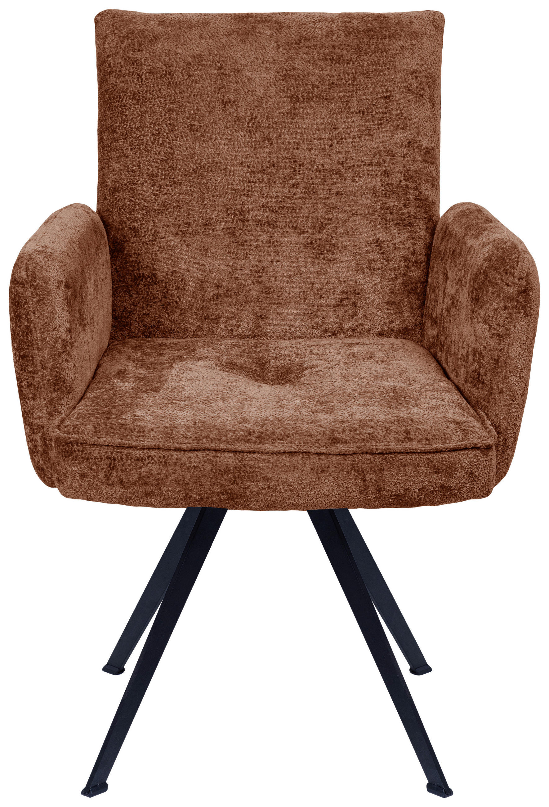 ARMLEHNSTUHL  in Eisen Teddystoff  - Terracotta/Schwarz, Design, Textil/Metall (64/87/71cm) - Welnova