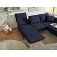 ECKSOFA  in Flachgewebe Blau Armteilverstellung, Relaxfunktion, Drehsitzfunktion  255-365/175-224 cm  - Blau/Schwarz, Design, Textil/Metall (255-365/175-224cm) - Dieter Knoll