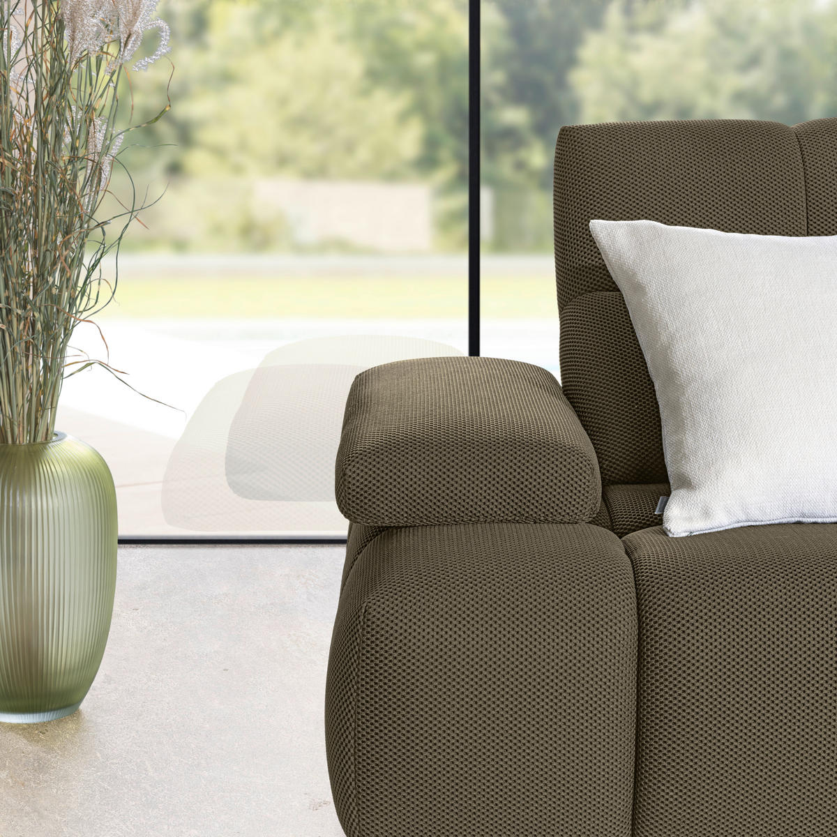 ECKSOFA in Struktur Graubraun  313/233 cm  - Graubraun/Schwarz, Design, Kunststoff/Textil (313/233cm) - Emilio Belluti