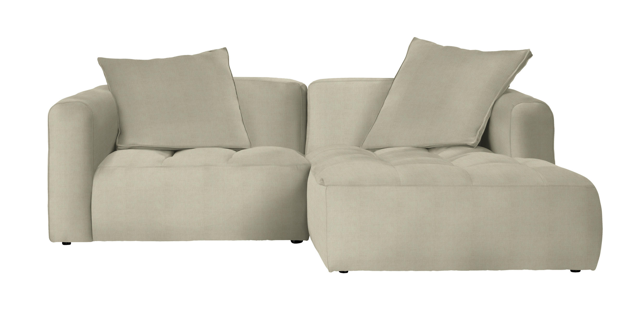 ECKSOFA Creme Chenille  - Creme/Schwarz, LIFESTYLE, Kunststoff/Textil (240/173cm) - Stylife