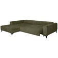 ECKSOFA  in Chenille Olivgrün  222/279 cm  - Schwarz/Olivgrün, KONVENTIONELL, Kunststoff/Textil (222/279cm) - Hom`in