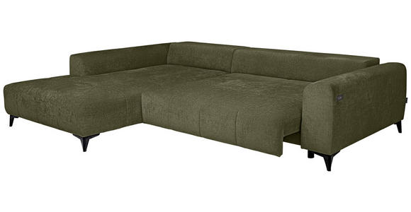 ECKSOFA  in Chenille Olivgrün  222/279 cm  - Schwarz/Olivgrün, KONVENTIONELL, Kunststoff/Textil (222/279cm) - Hom`in