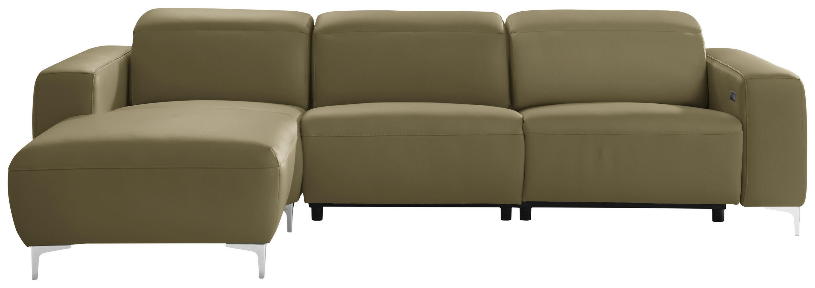 Freisteller von Pure Home Lifestyle ECKSOFA Olivgrün Echtleder.