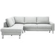 ECKSOFA in Flachgewebe Silberfarben  200/276 cm  - Chromfarben/Silberfarben, Design, Textil/Metall (200/276cm) - Hom`in