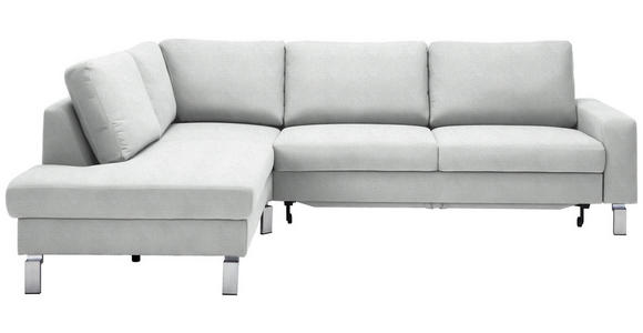 ECKSOFA in Flachgewebe Silberfarben  200/276 cm  - Chromfarben/Silberfarben, Design, Textil/Metall (200/276cm) - Hom`in