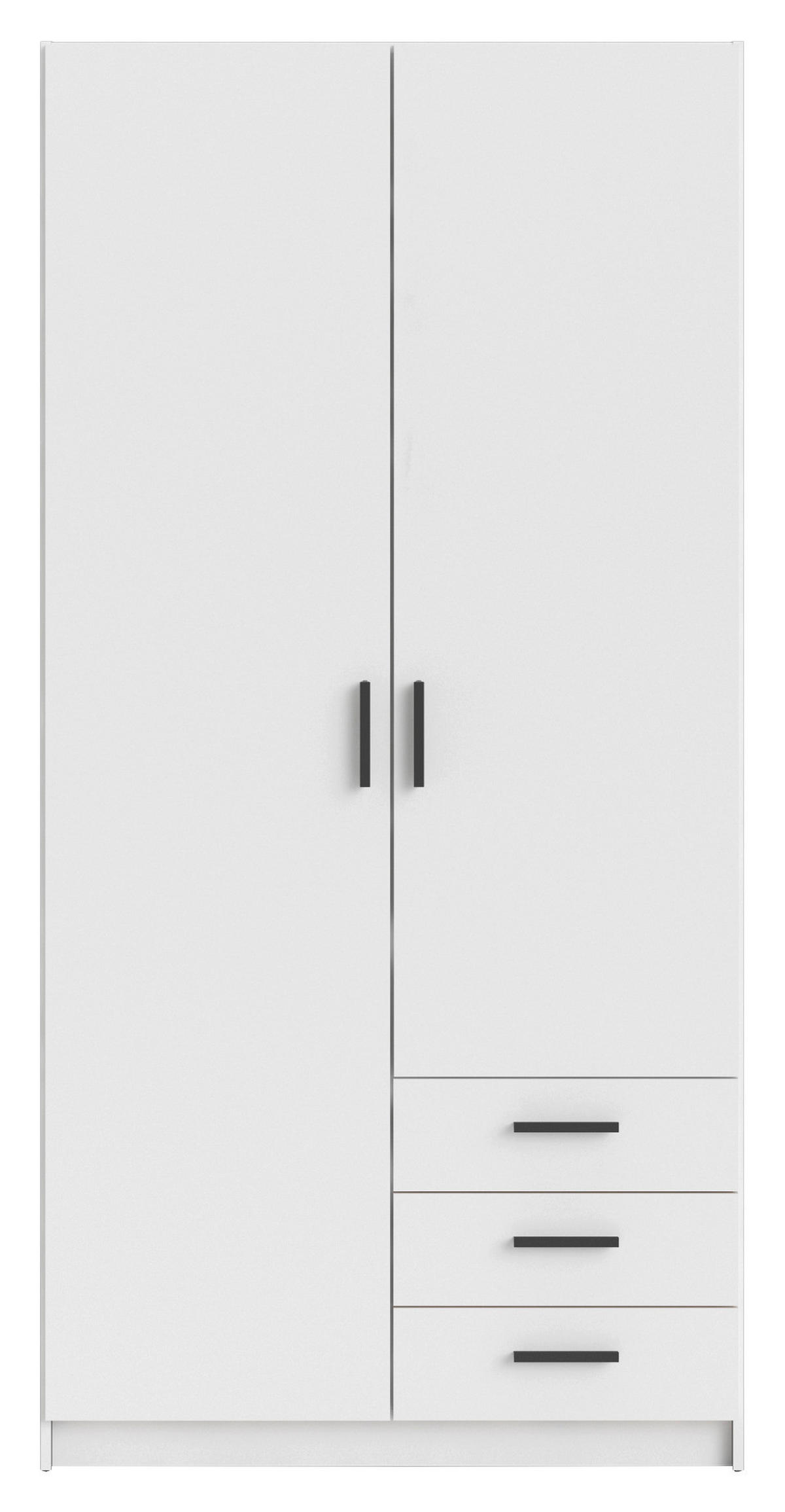 KLEIDERSCHRANK in Weiss  - Weiss/Schwarz, Basics, Holzwerkstoff/Metall (98,5ml) - MID.YOU