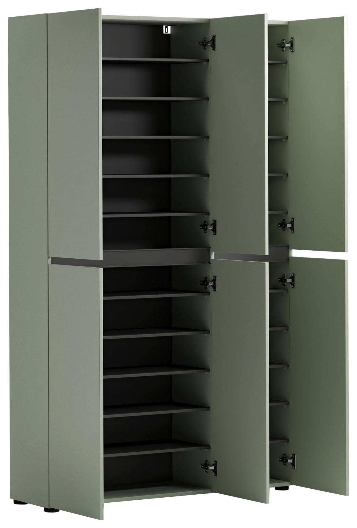 SCHUHSCHRANK Grün  - Schwarz/Grün, Design, Holzwerkstoff/Kunststoff (120/200/34cm) - home24