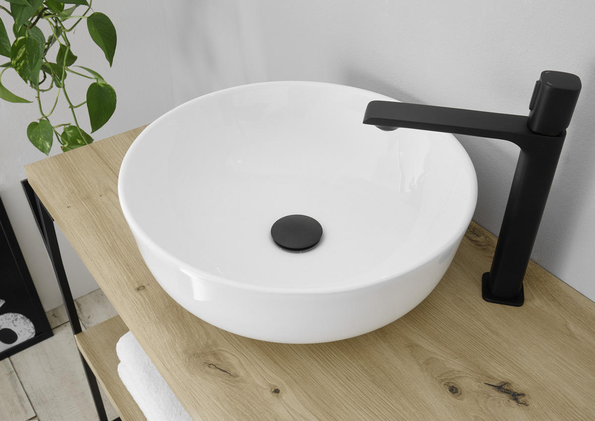 WASCHBECKEN 42/13,5/42 cm  - Weiß, KONVENTIONELL, Stein (42/13,5/42cm) - home24