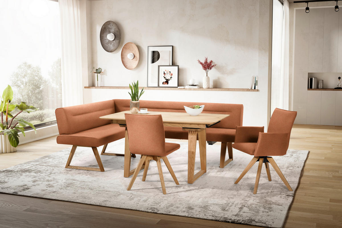 STUHL  in Lederlook, Mikrofaser  - Eichefarben/Cognac, Konventionell, Holz/Textil (60/91/61cm) - Moderano
