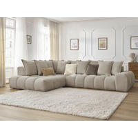 ECKSOFA Ottomane links  EVEREST Taupe Flachgewebe  - Taupe/Schwarz, MODERN, Kunststoff/Textil (210/352cm)