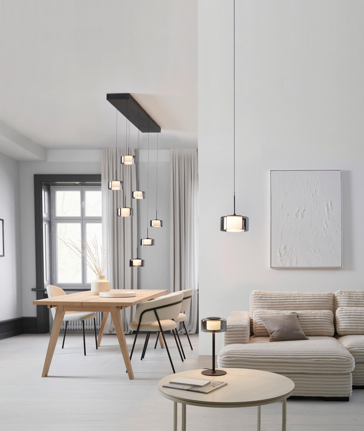 ZÁVĚSNÉ LED SVÍTIDLO, 126/21/180 cm  - černá, Design, kov/plast (126/21/180cm)