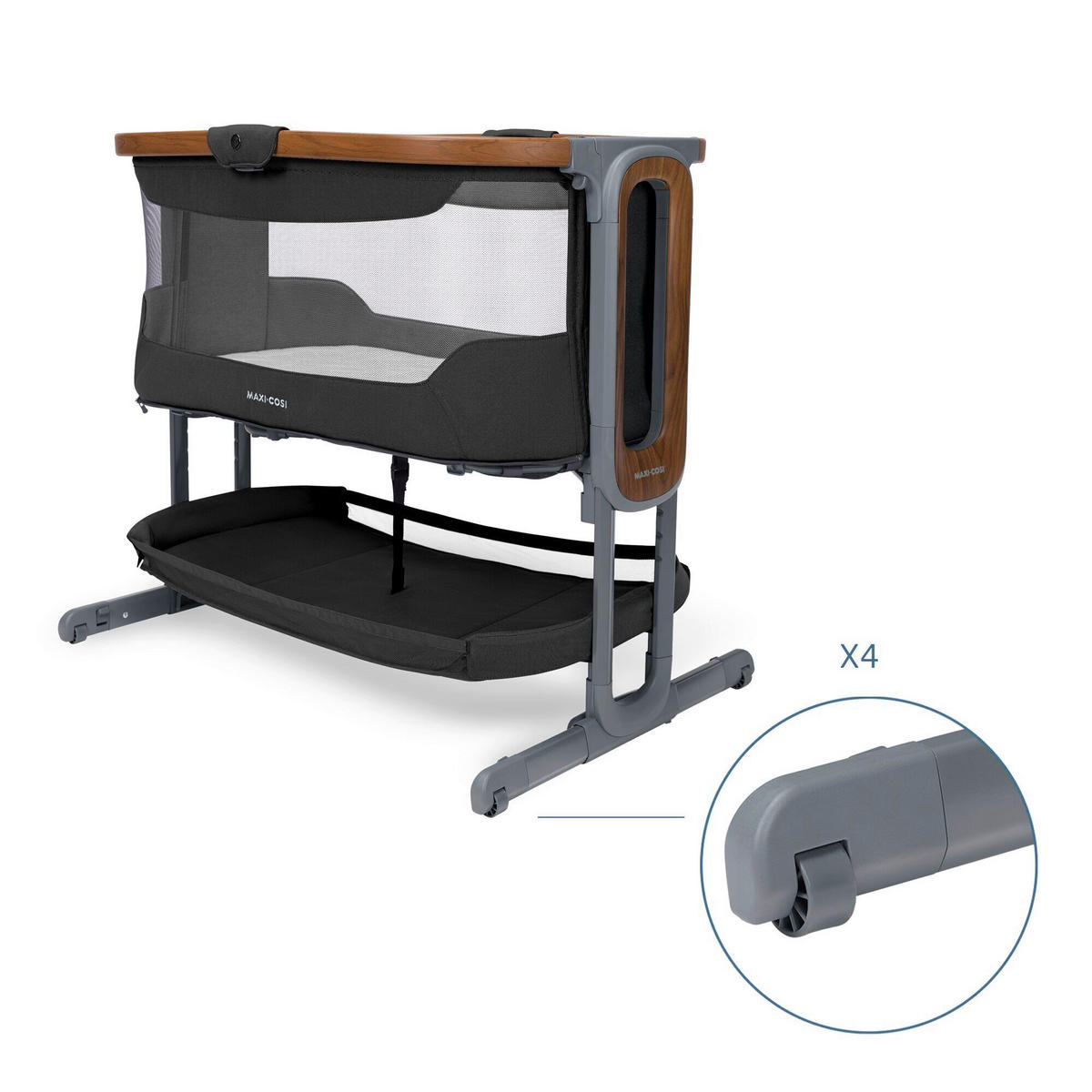 BEISTELLBETT Iora Pro   - Grau, Basics, Naturmaterialien/Kunststoff (57/68,8-82/94cm) - Maxi-Cosi