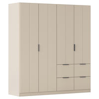 DREHTÜRENSCHRANK 181/197/56 cm,  in Champagner, 4-türig  - Champagner/Grau, MODERN, Holzwerkstoff/Metall (181/197/56cm) - Rauch Möbel