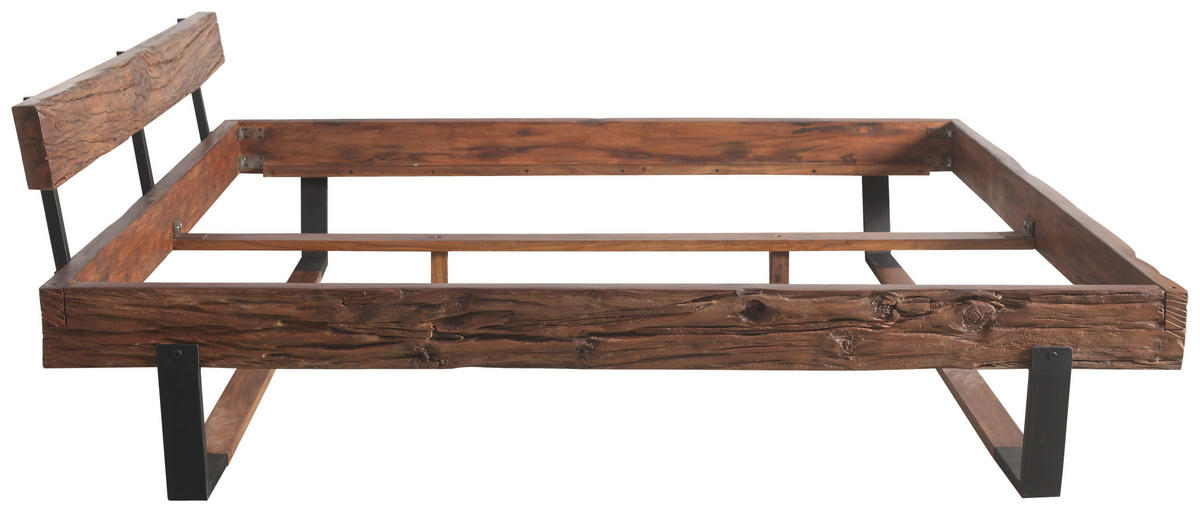 BALKENBETT 180/200 cm  in Braun, Schwarz   - Schwarz/Braun, MODERN, Holz/Metall (180/200cm) - MID.YOU