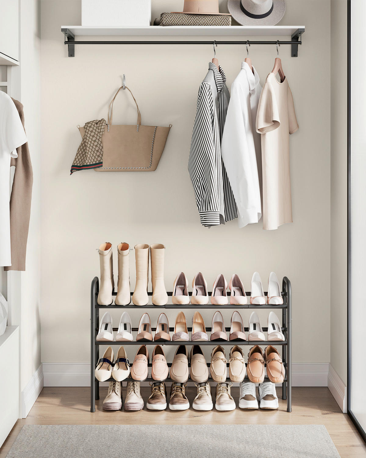 SCHUHREGAL Schwarz  - Schwarz, Trend, Metall (83/58/23cm) - Boxxx