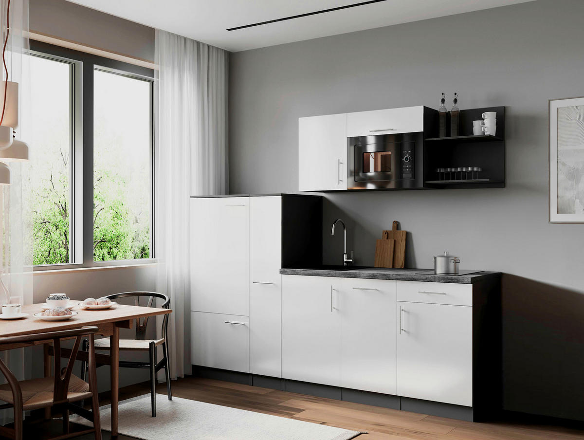 MODULKÖK 235 cm   i vit  - vit/grå, Trend, metall/trämaterial (235cm) - Respekta