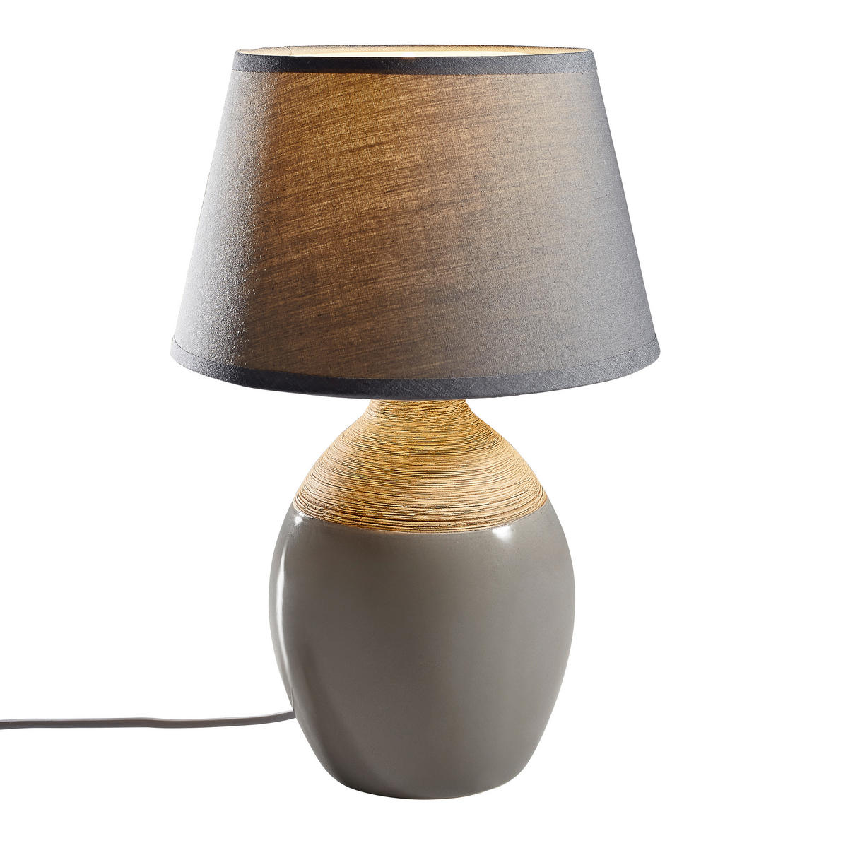 TISCHLEUCHTE 15/31 cm   - Braun/Grau, KONVENTIONELL, Keramik/Textil (15/31cm) - Näve