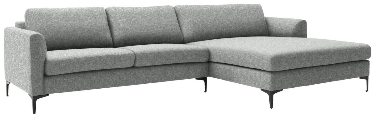 ECKSOFA in Flachgewebe Hellgrau  310/195 cm  - Hellgrau/Schwarz, Design, Textil/Metall (310/195cm) - Schöner Wohnen
