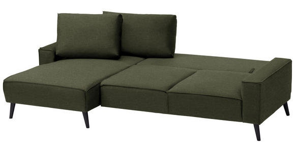 ECKSOFA in Velours Olivgrün  - Schwarz/Olivgrün, KONVENTIONELL, Holz/Textil (161/260cm) - Carryhome