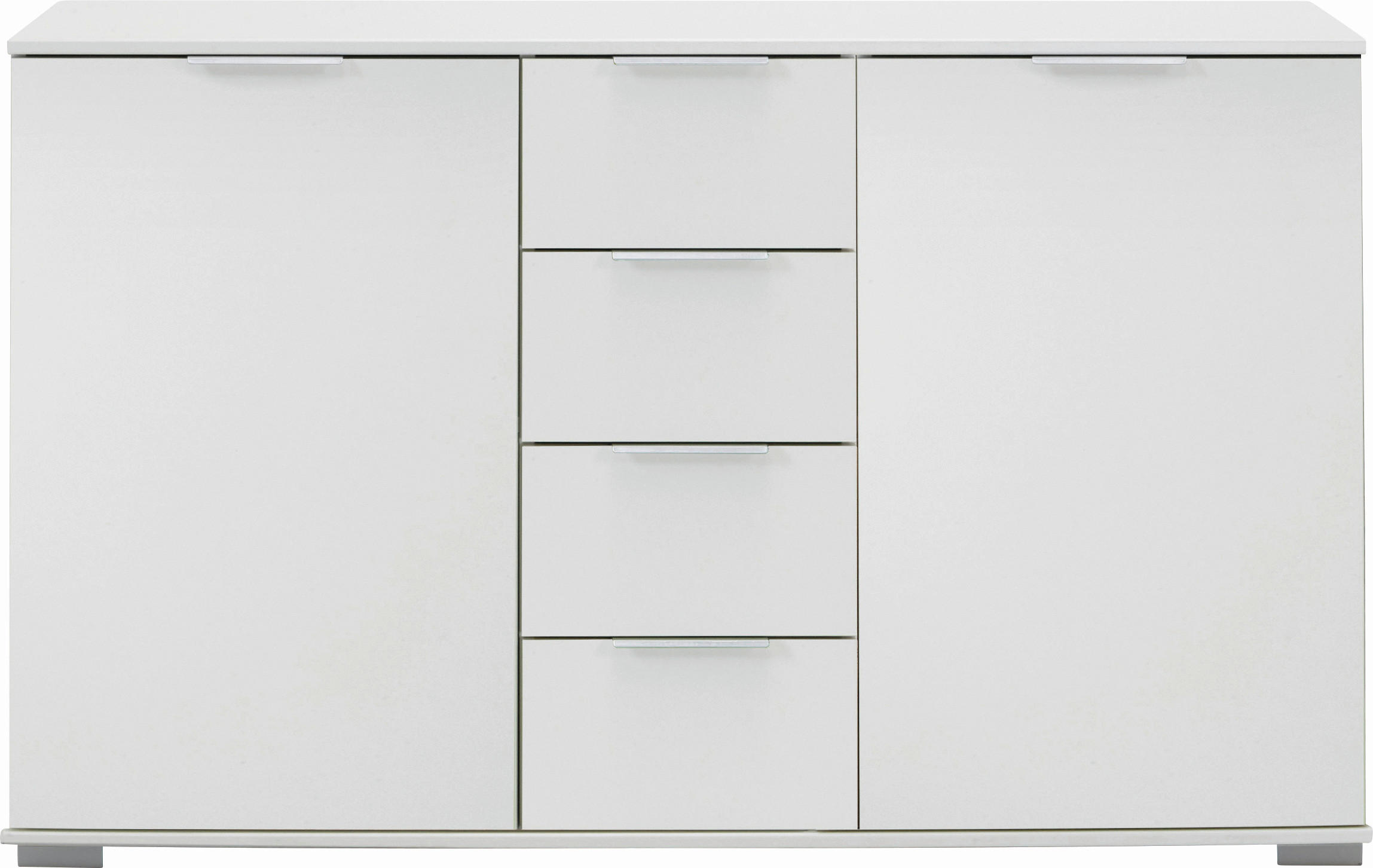KOMMODE , 130/83/41 cm, 4 Schublade(n)  - Alufarben/Weiß, Design, Holzwerkstoff/Kunststoff (130/83/41cm) - Livetastic