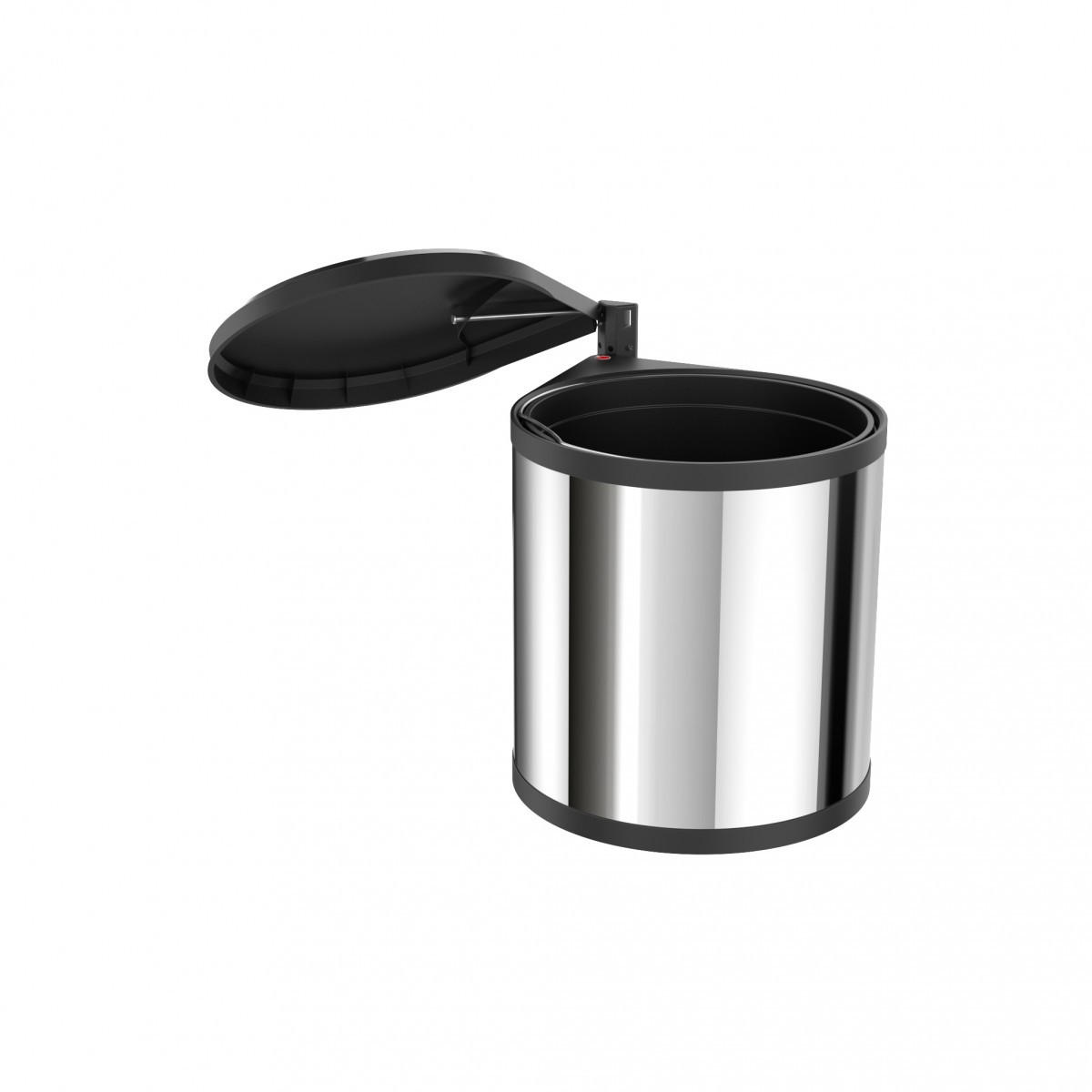 EINBAUABFALLSAMMLER 12 l  Metall  - Edelstahlfarben/Schwarz, Basics, Kunststoff/Metall (29,8/29,3/29,8cm) - HKT