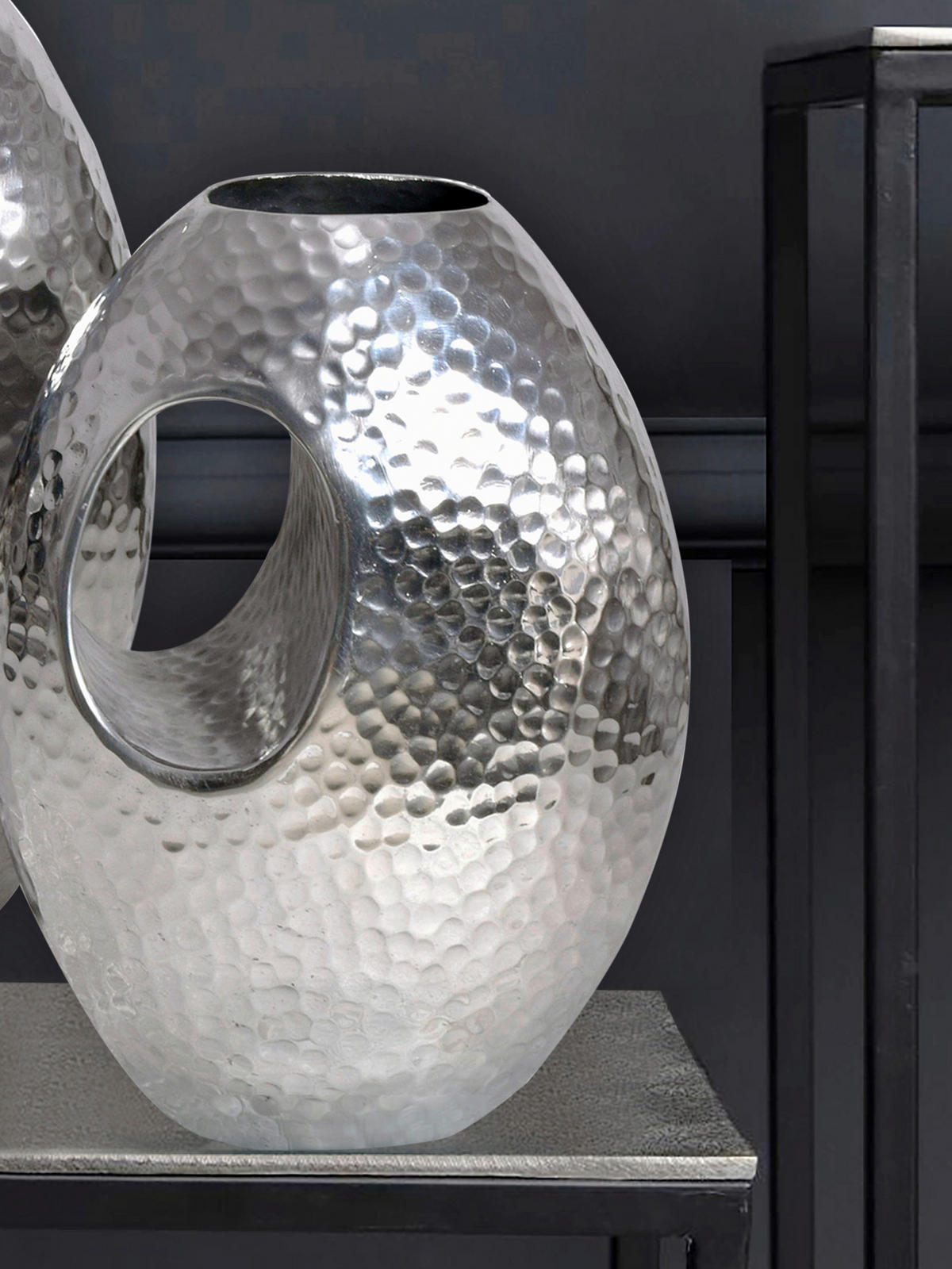 VASE 39 / 31 cm  - Silberfarben, Design, Metall (29/39/16,5cm) - Livetastic